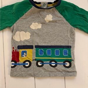 Baby Boden Train Adventure Long Sleeve Tee - Gray and Green